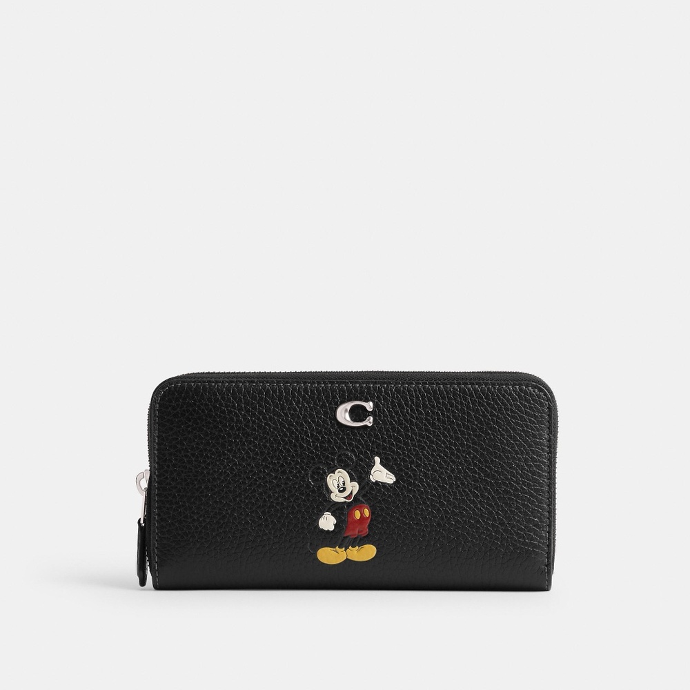 Disney X Coach Essential  Zip Wallet In Regenerative Leather With Mickey Mouse
